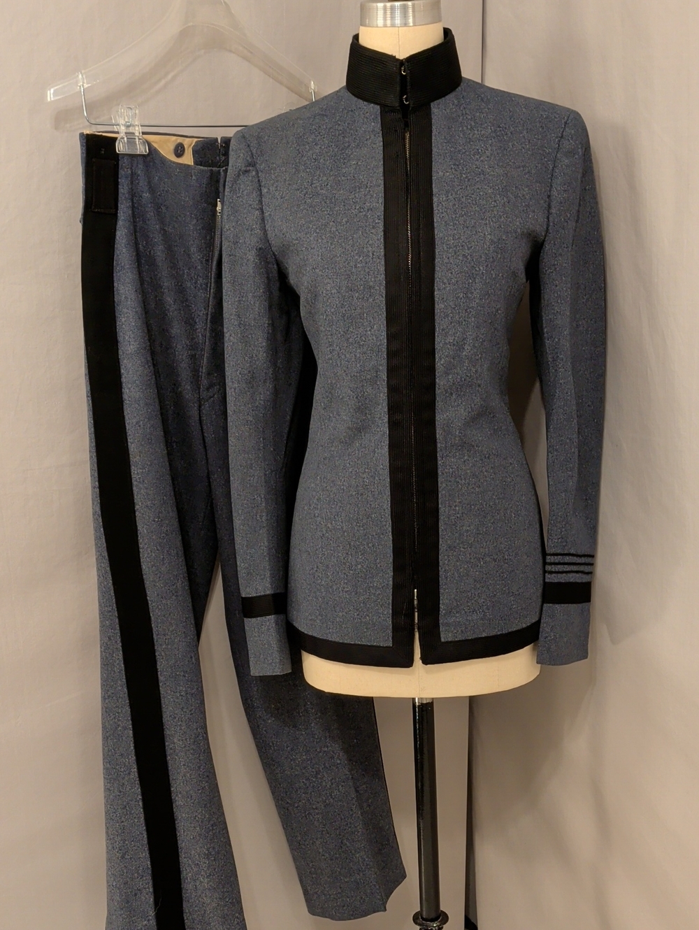 Vintage US Military Cadet Zip Tunic Jacket & Pants Wool Blue w Black Trim SeeMea
